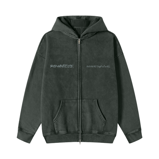 Snow Washed Zip-Through Fleece-Kapuzenjacke