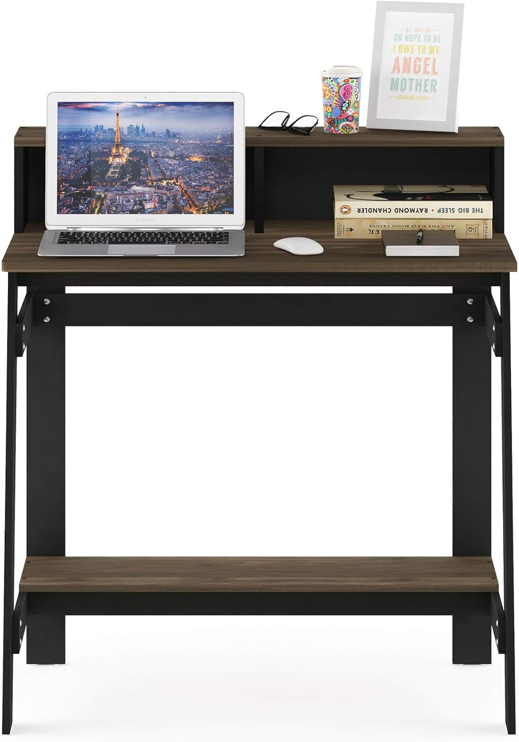Computer Desk with Hutch Storage | ADHD Home Office Desk | Columbia Walnut | Cove & Calm