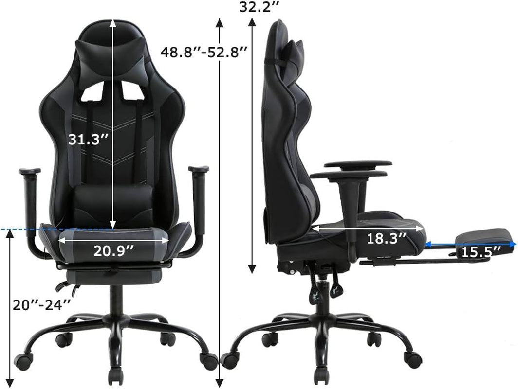 Ergonomischer Bürostuhl mit hoher Rückenlehne und Lordosenstütze, Grau