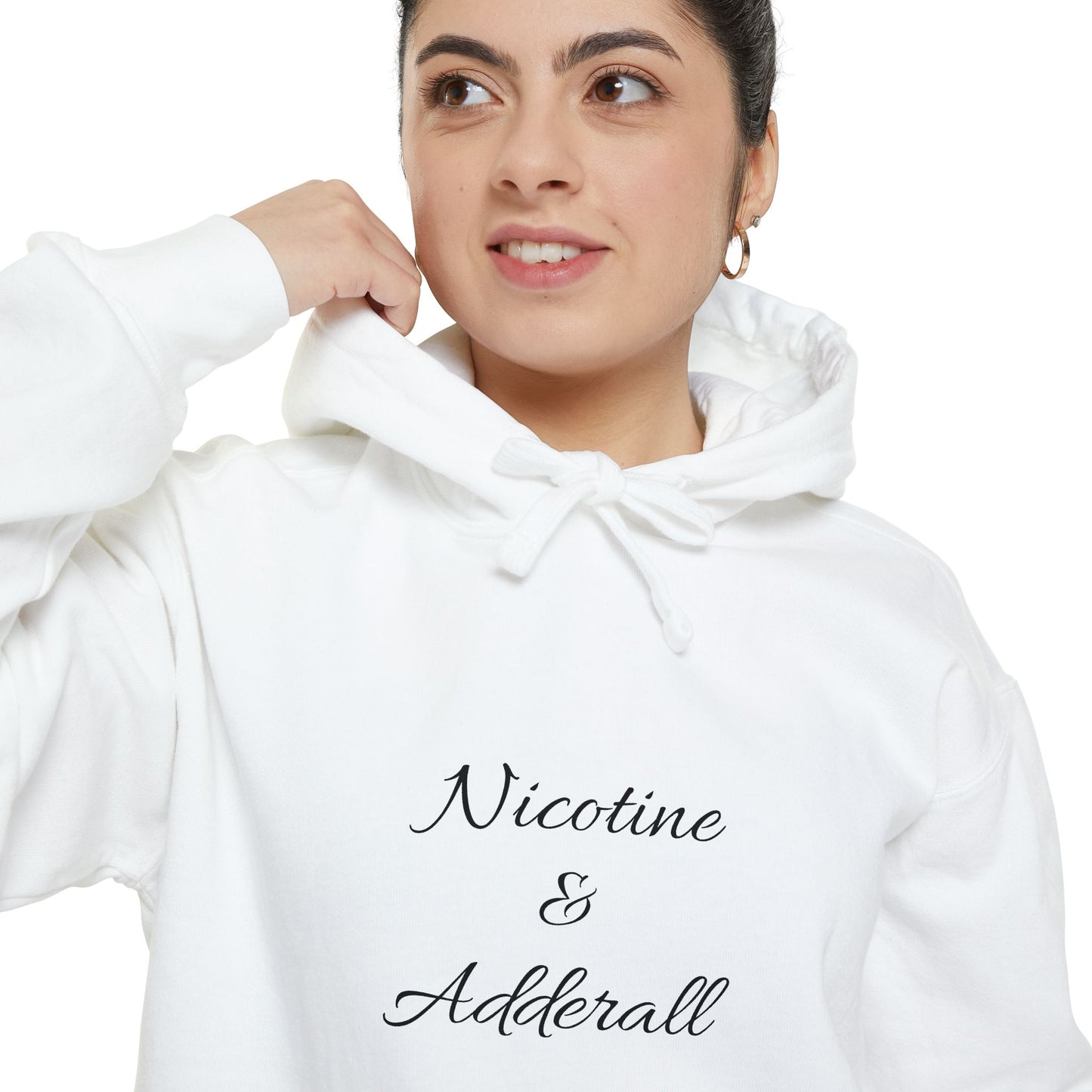 Nicotine & Adderall Hoodie – Minimalist ADHD Graphic Pullover | Cove & Calm