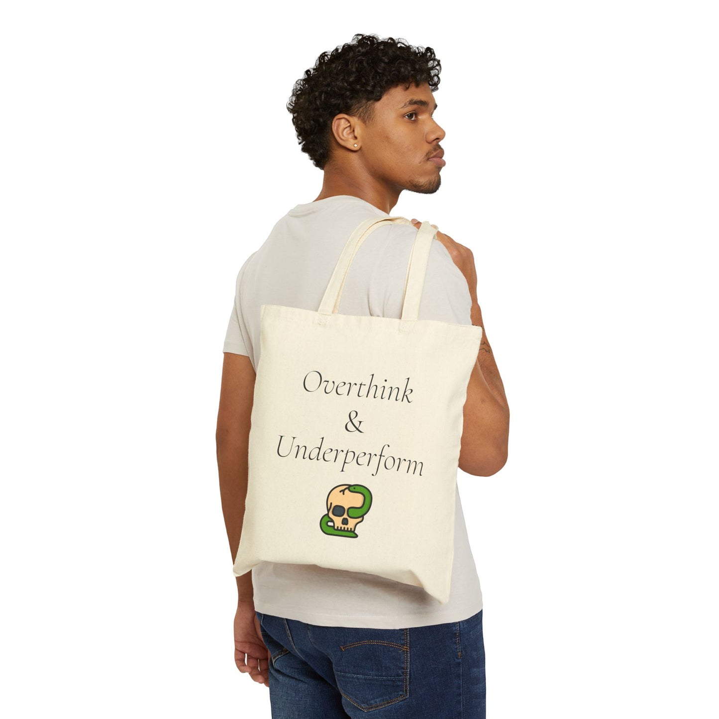 Overthink & Underperform™ Stofftasche | Minimalistische Baumwoll-Einkaufstasche | Cove & Calm
