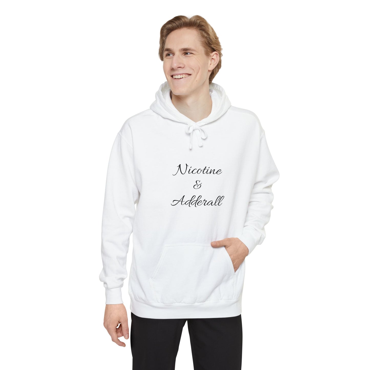 Nicotine & Adderall Hoodie – Minimalist ADHD Graphic Pullover | Cove & Calm