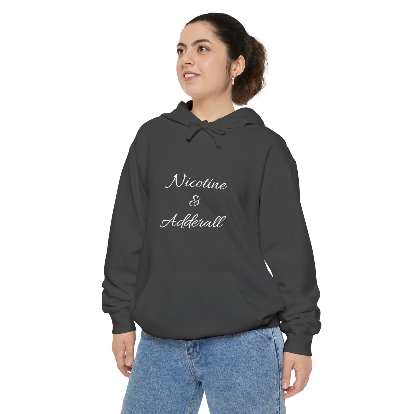 Nicotine & Adderall Hoodie – Minimalist ADHD Graphic Pullover | Cove & Calm