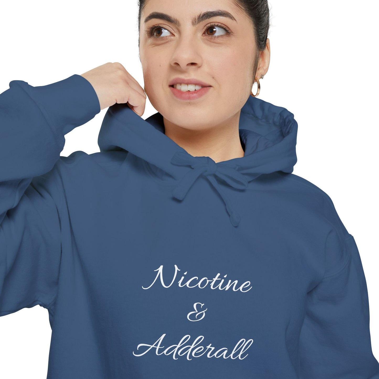 Nicotine & Adderall Hoodie – Minimalist ADHD Graphic Pullover | Cove & Calm