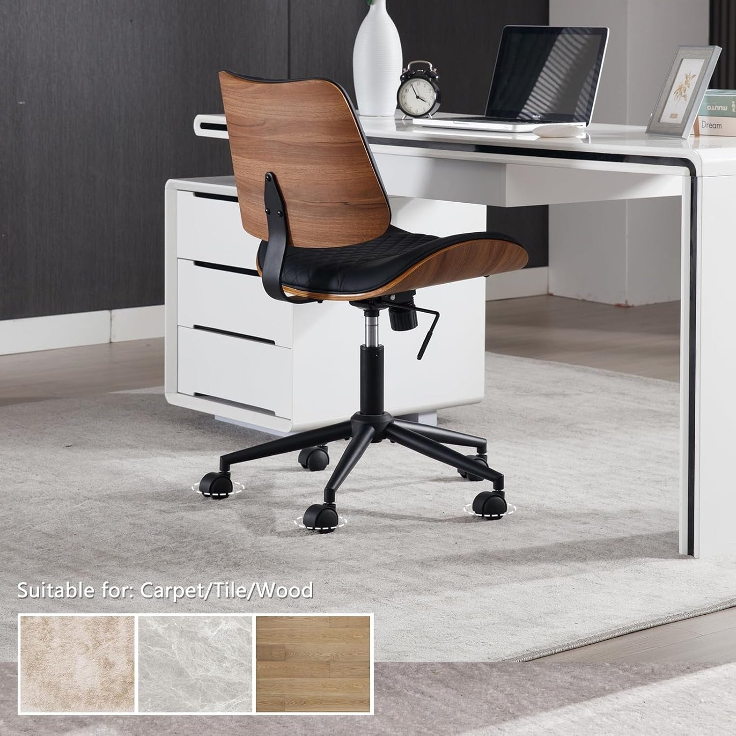 Bürostuhl Schwarz 360° drehbar Ergonomischer Schreibtischstuhl