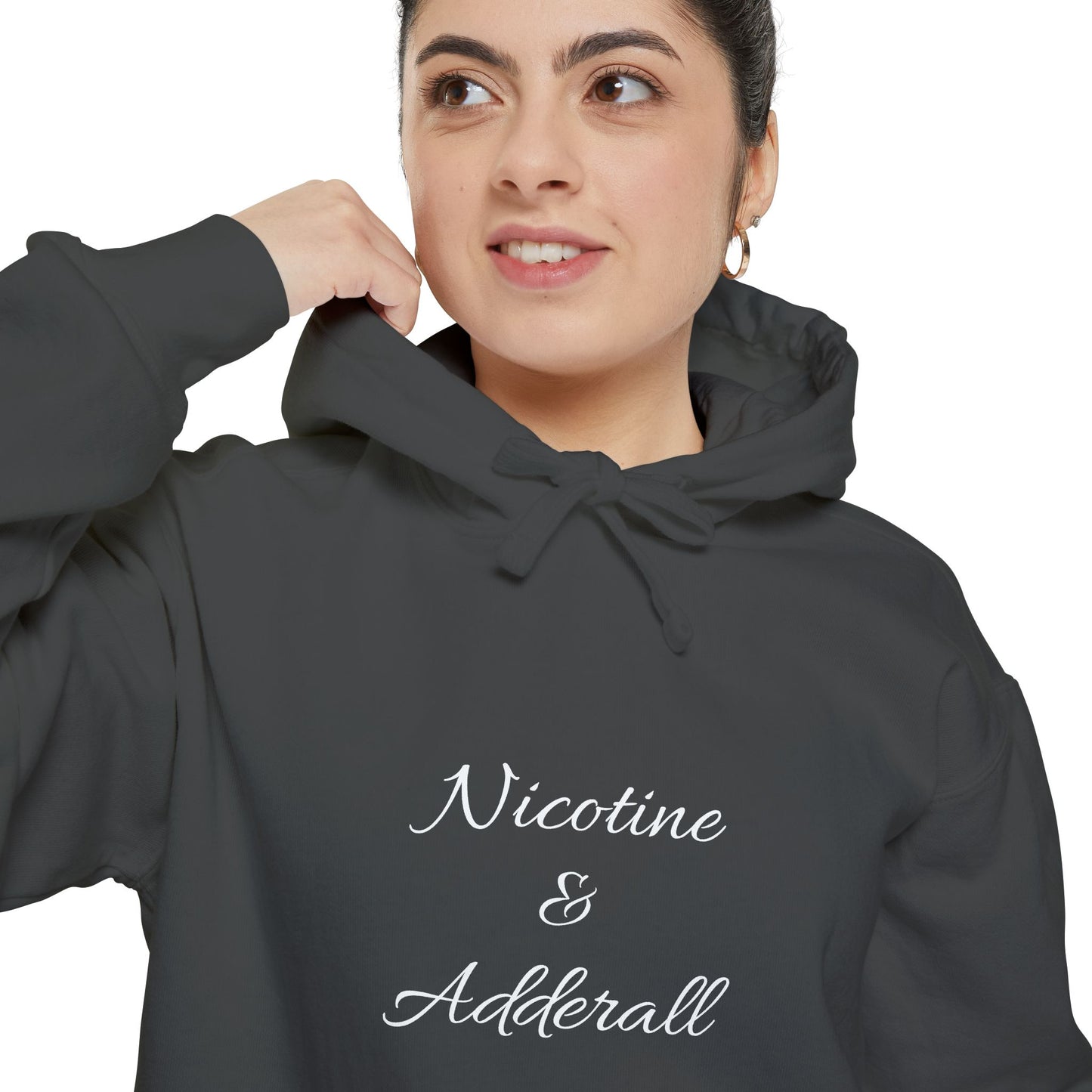 Nicotine & Adderall Hoodie – Minimalist ADHD Graphic Pullover | Cove & Calm