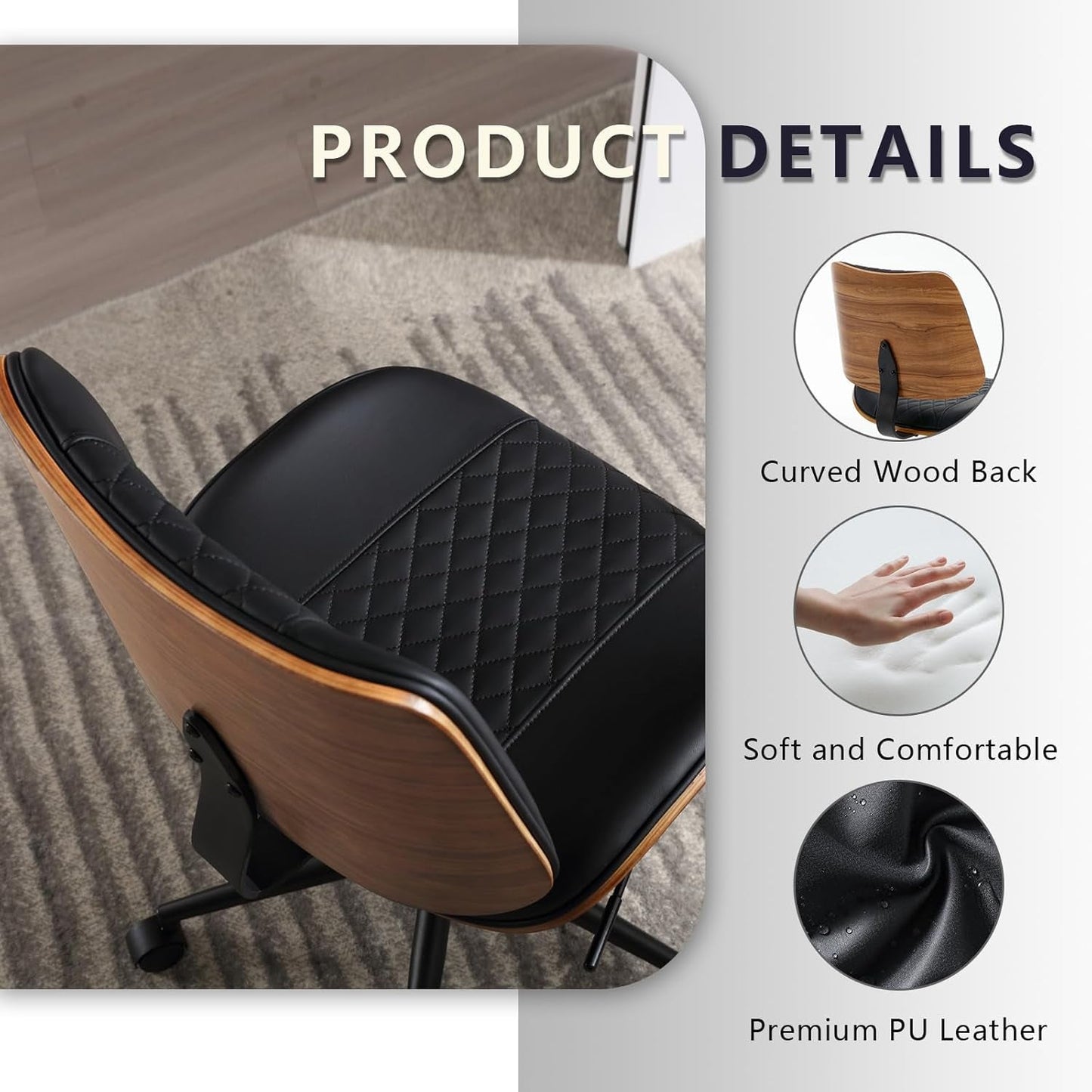 Bürostuhl Schwarz 360° drehbar Ergonomischer Schreibtischstuhl