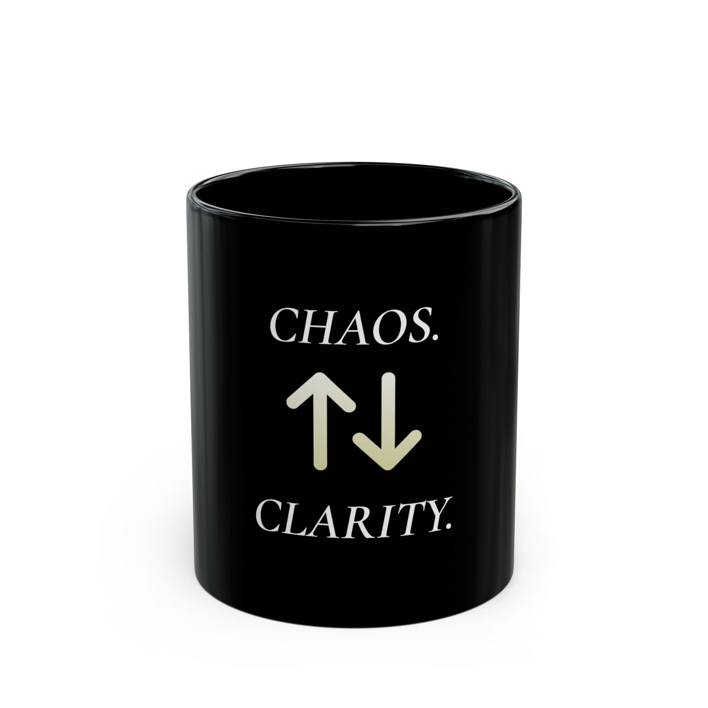 Chaos Klarheit Schwarze Kaffeetasse – 325ml/444ml Motivations-Keramiktasse