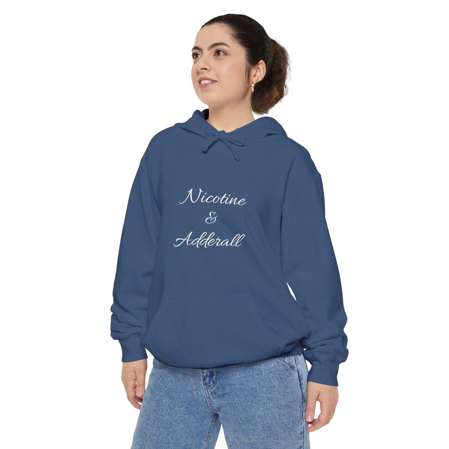 Nicotine & Adderall Hoodie – Minimalist ADHD Graphic Pullover | Cove & Calm