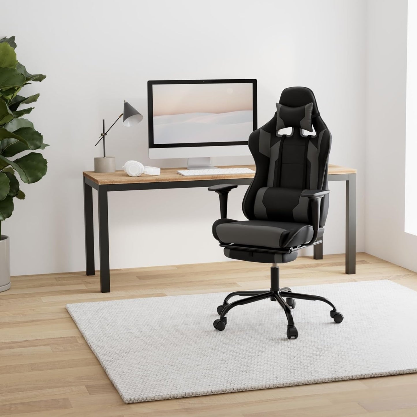 Ergonomischer Bürostuhl mit hoher Rückenlehne und Lordosenstütze, Grau