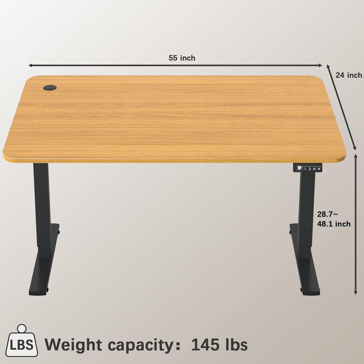 Elektrisch höhenverstellbarer Stehschreibtisch 140x60 cm mit Memory-Funktion