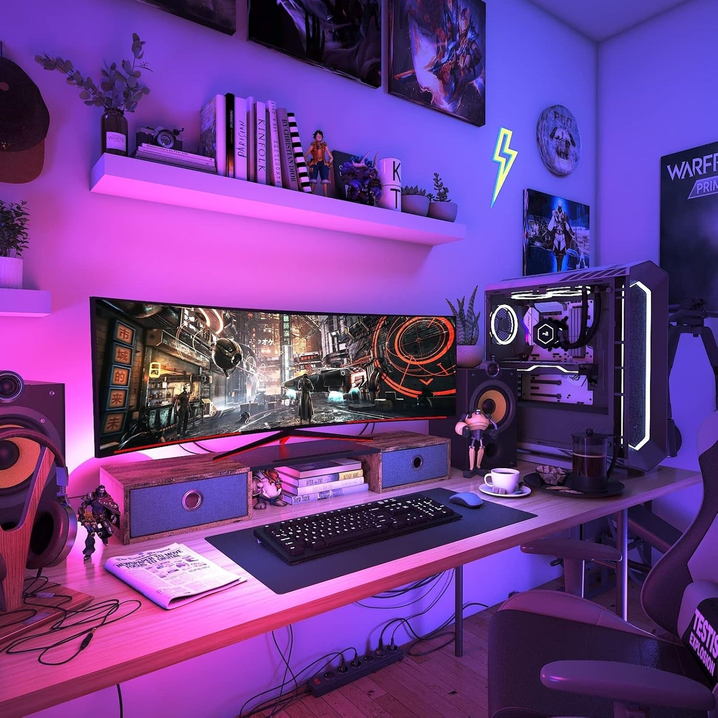 Dual Monitor Stand with Storage Drawers | ADHD Desk Organization Riser | Cove & Calm