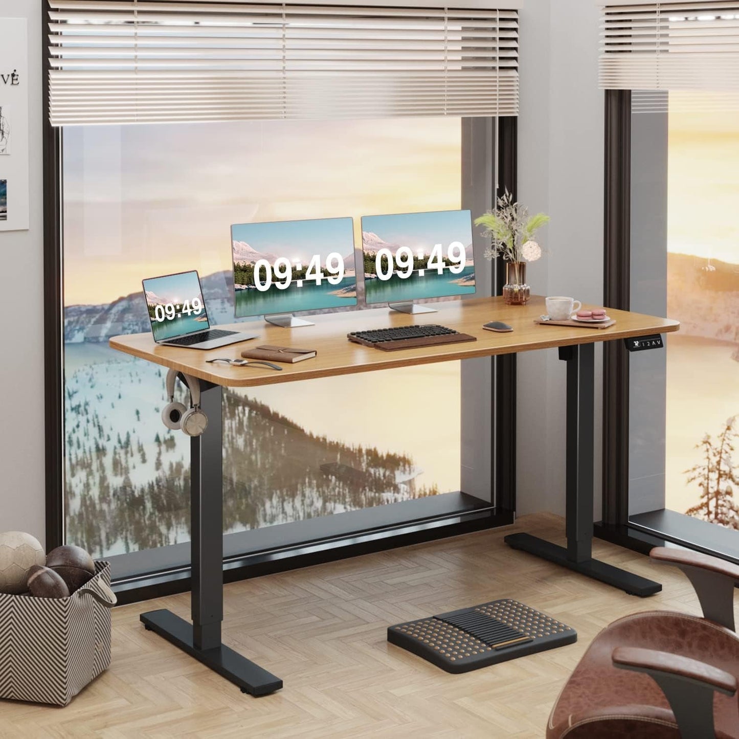 Elektrisch höhenverstellbarer Stehschreibtisch 140x60 cm mit Memory-Funktion