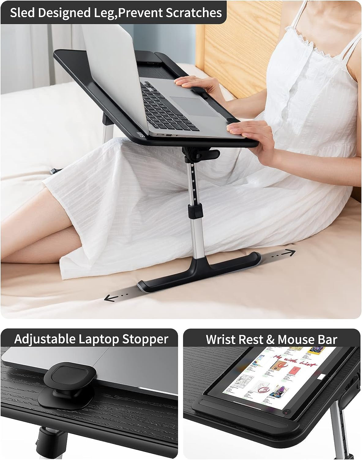 Höhen- und neigungsverstellbarer Laptop-Tisch für Bett und Sofa