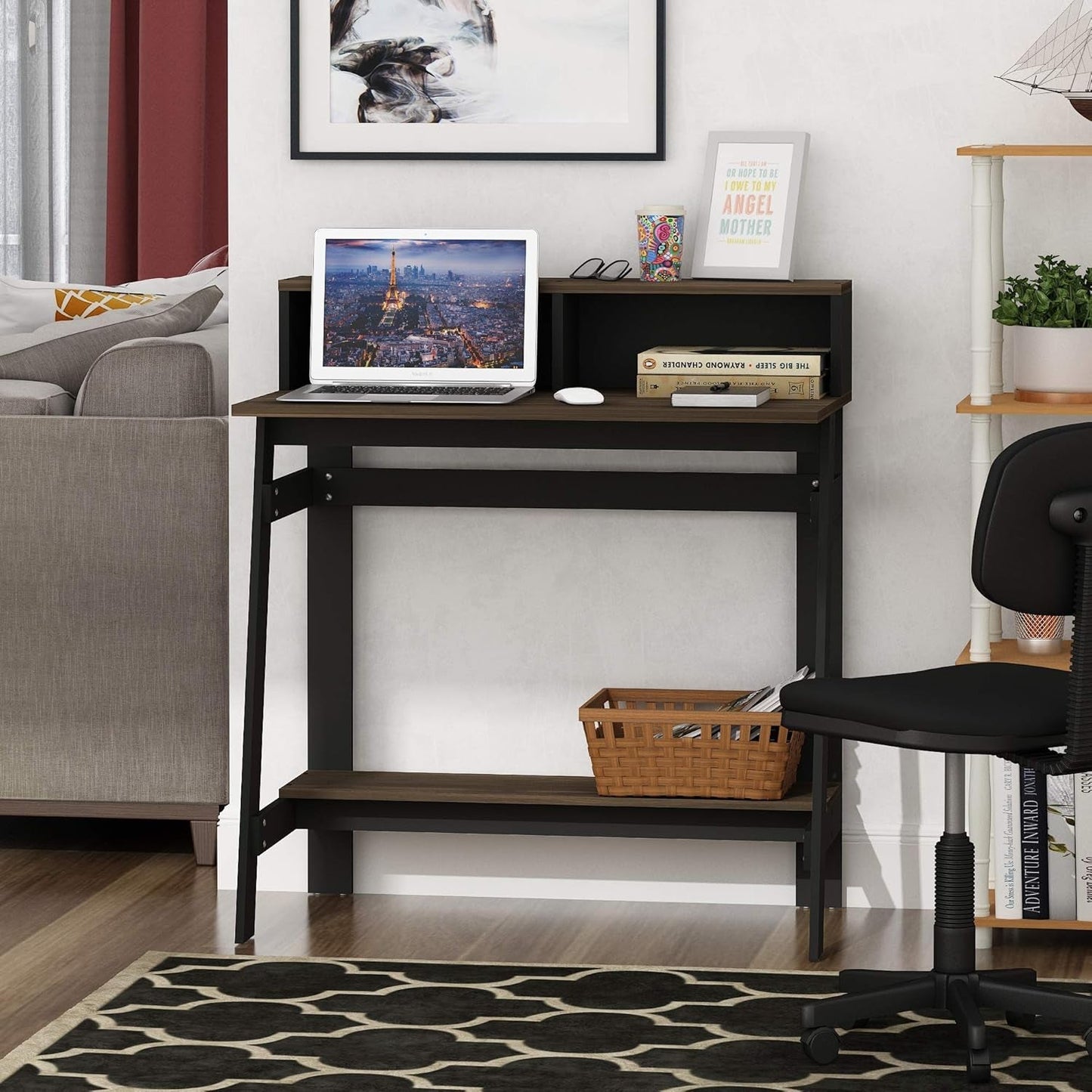 Computer Desk with Hutch Storage | ADHD Home Office Desk | Columbia Walnut | Cove & Calm