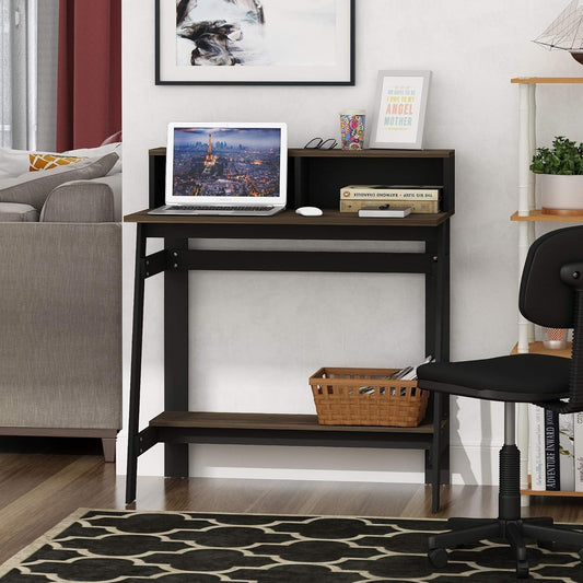 Computer Desk with Hutch Storage | ADHD Home Office Desk | Columbia Walnut | Cove & Calm