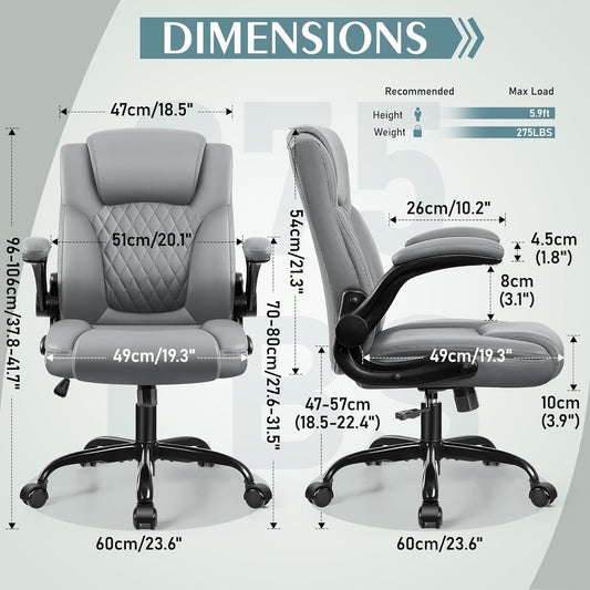 Ergonomic Office Chair for ADHD Focus | PU Leather Desk Chair with Lumbar Support | Cove & Calm