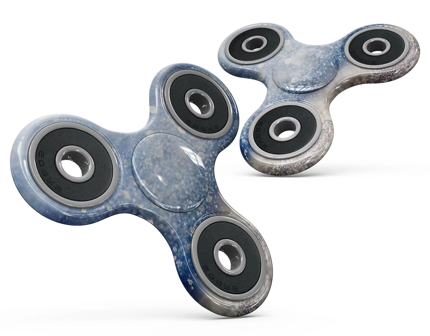 Blau Unscharfes Silbernes Glitzer Ganzkörper Fidget Spinner Skin-Set