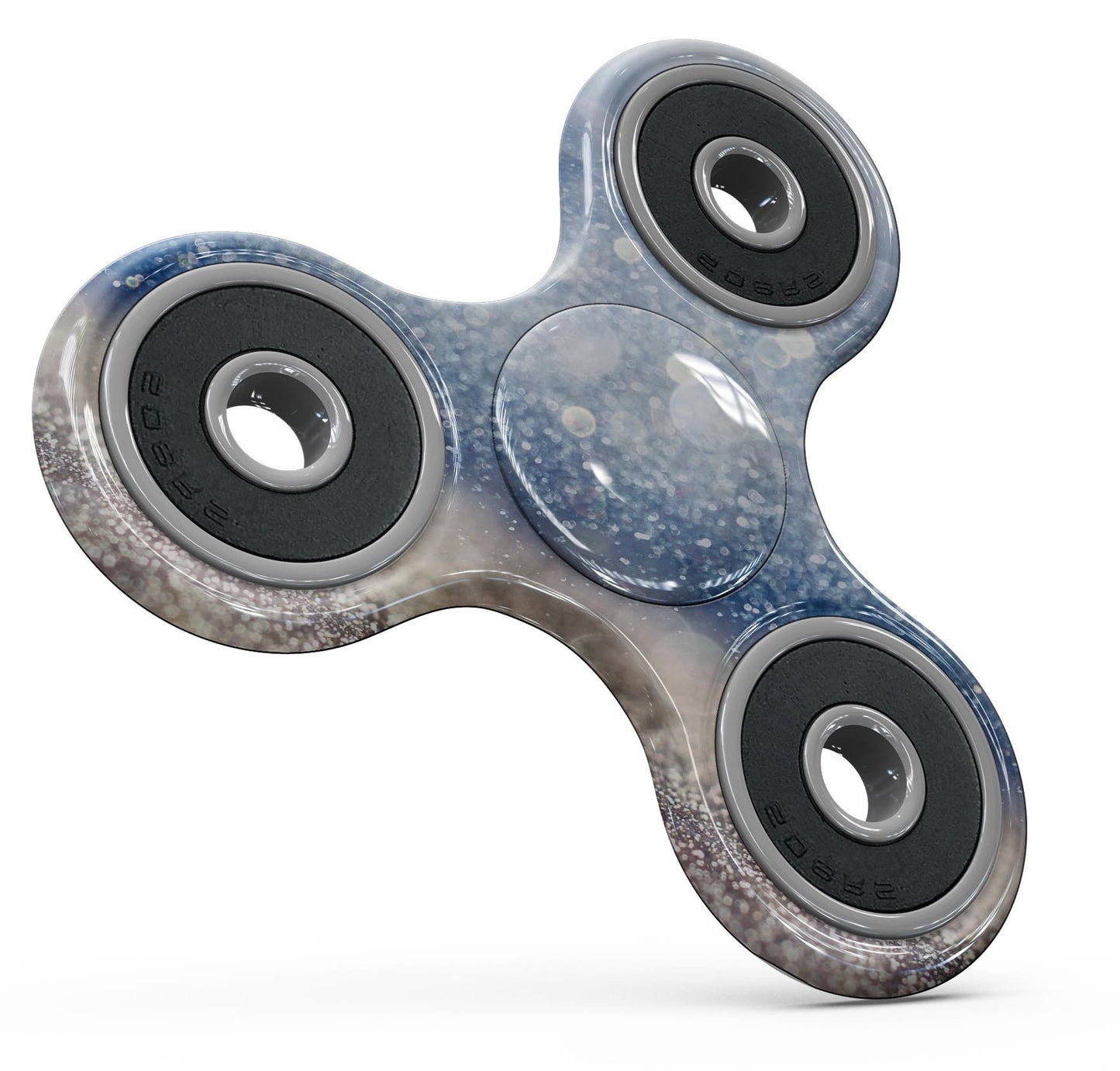 Blau Unscharfes Silbernes Glitzer Ganzkörper Fidget Spinner Skin-Set