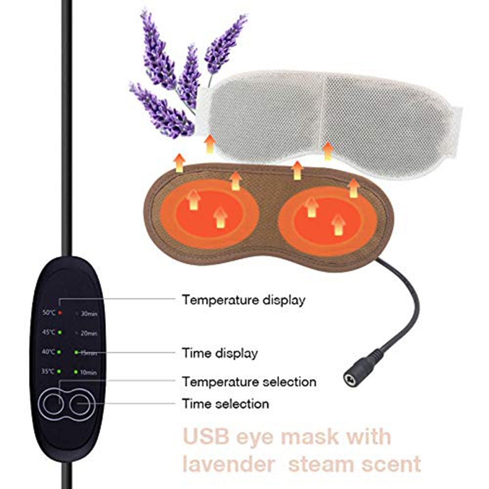 USB Steam Schlafmaske Abschattende Maske für den Schlaf Weich Verstellbar