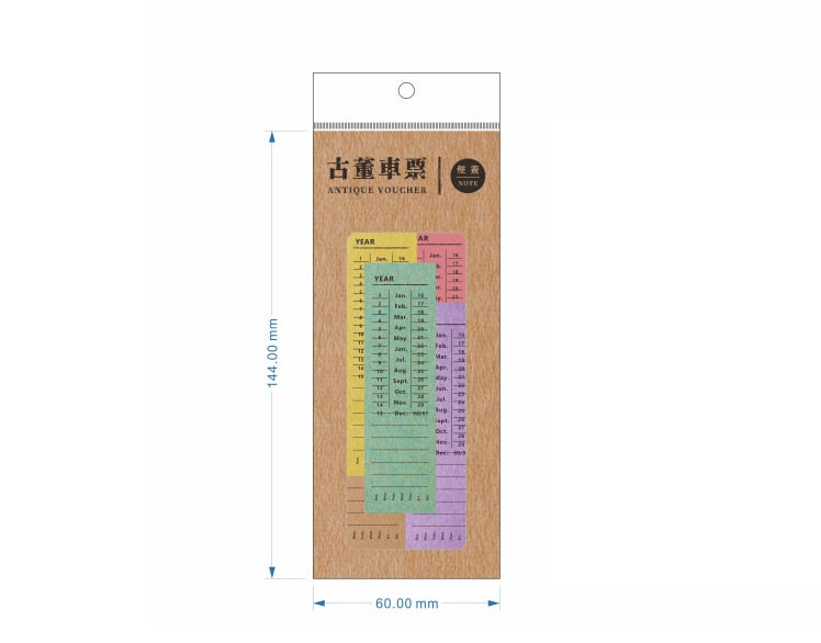 Retro-Ticket-Notizblock Wort-Taschenkalender-Planer
