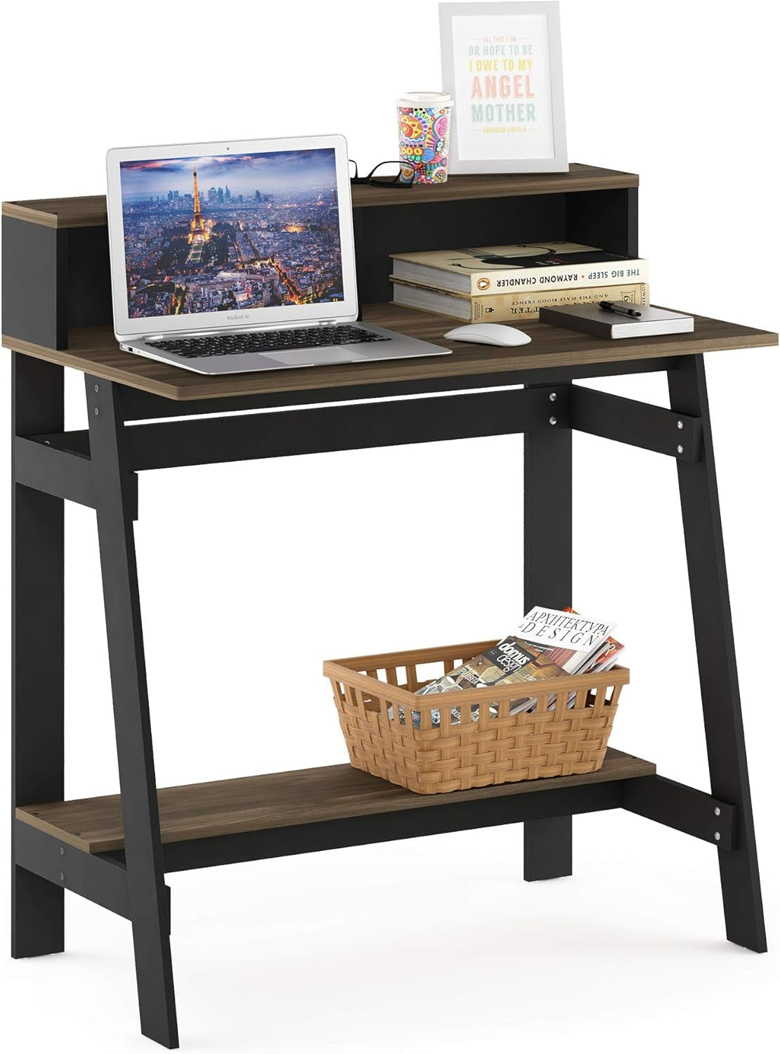 Computer Desk with Hutch Storage | ADHD Home Office Desk | Columbia Walnut | Cove & Calm