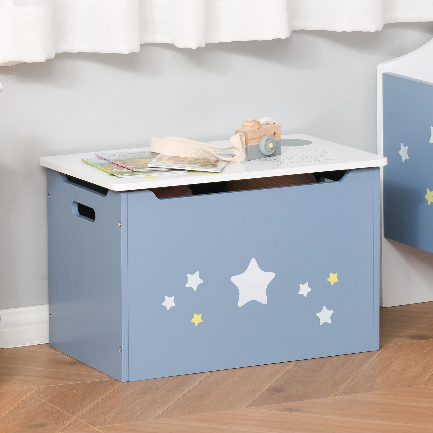 Qaba Kids Holzspielzeug-Aufbewahrungsbox Organizer Truhe mit Gasdruckfeder