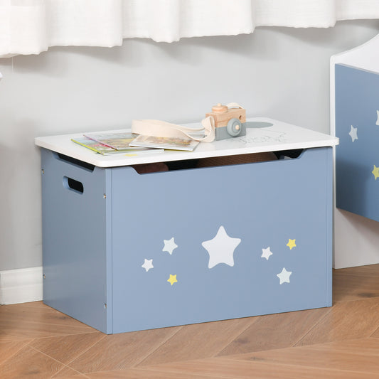 Qaba Kids Wooden Toy Storage Box Organizer Chest with Gas Stay Bar