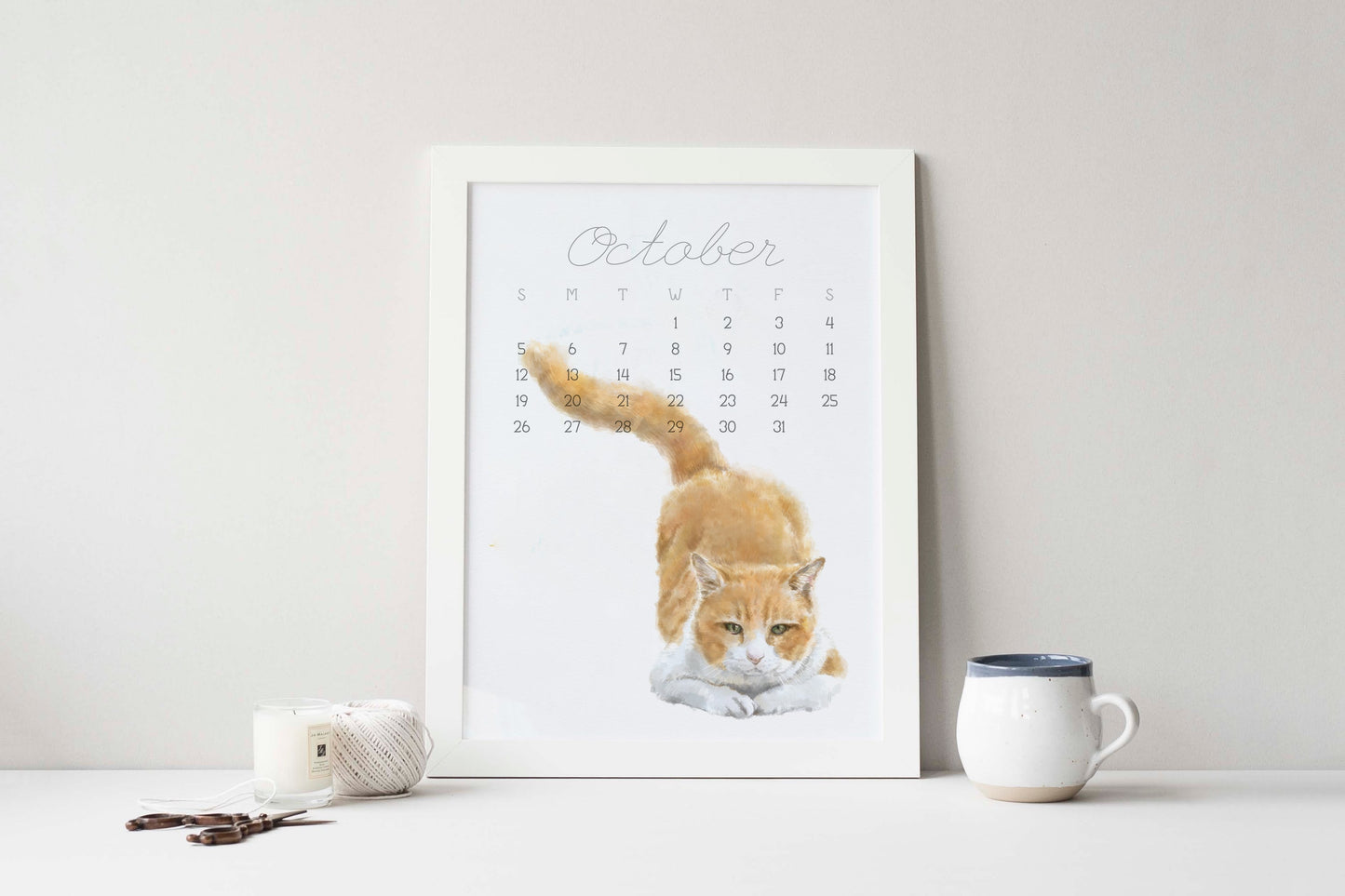2027 Desk Calendar: Cat Watercolor Art