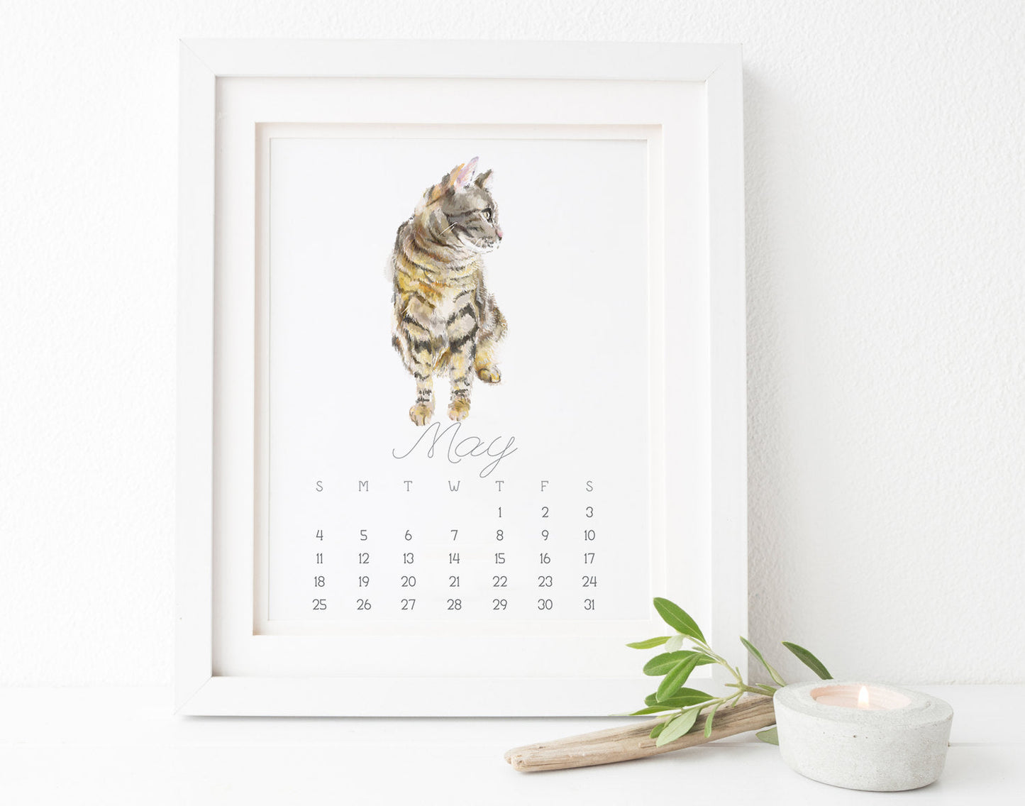 2027 Desk Calendar: Cat Watercolor Art