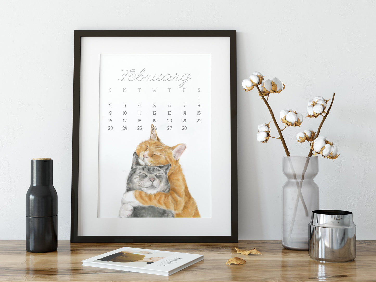 2027 Desk Calendar: Cat Watercolor Art
