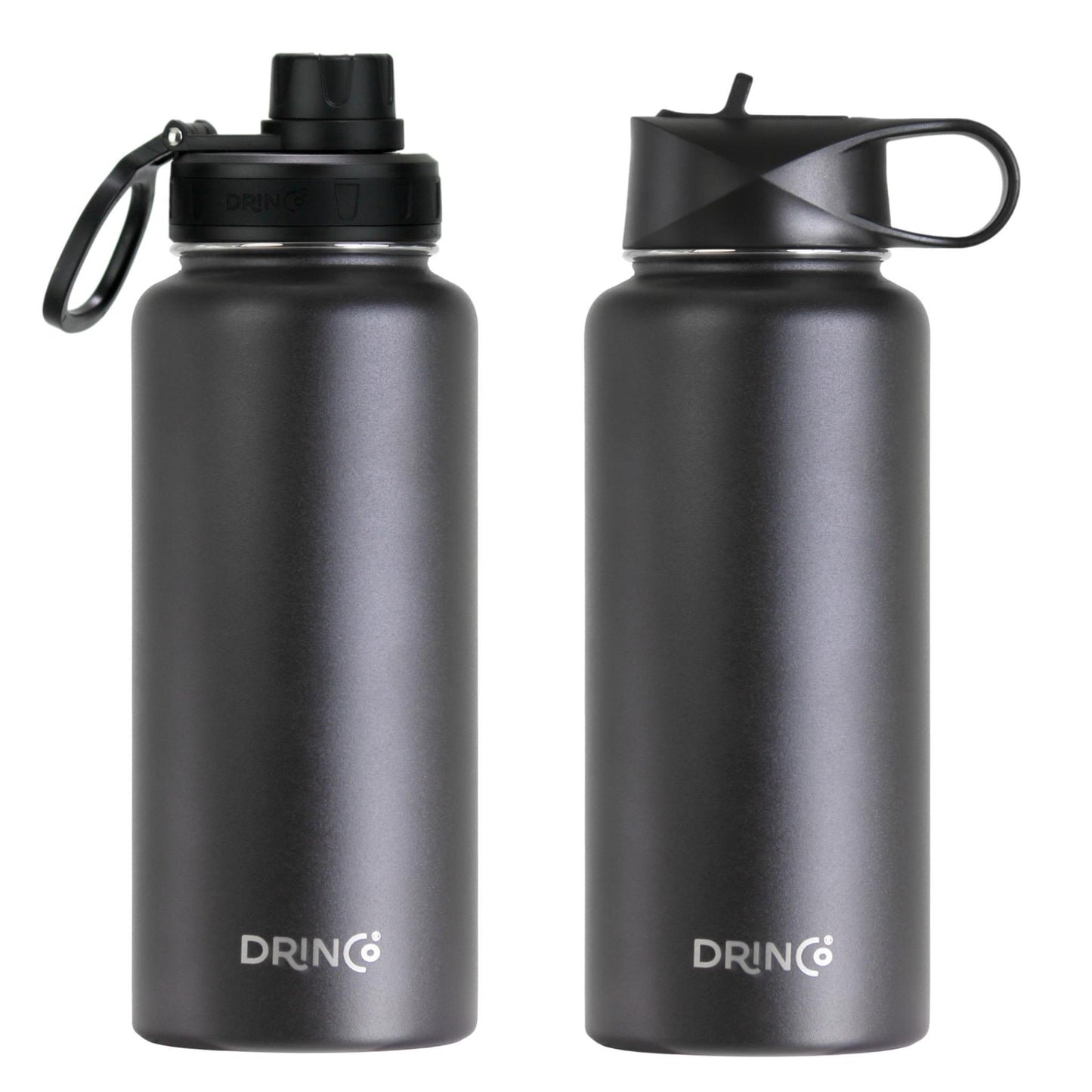 DRINCO® 950ml Edelstahl-Wasserflasche - Schwarz