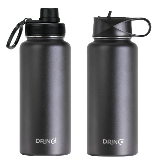 DRINCO® 950ml Edelstahl-Wasserflasche - Schwarz