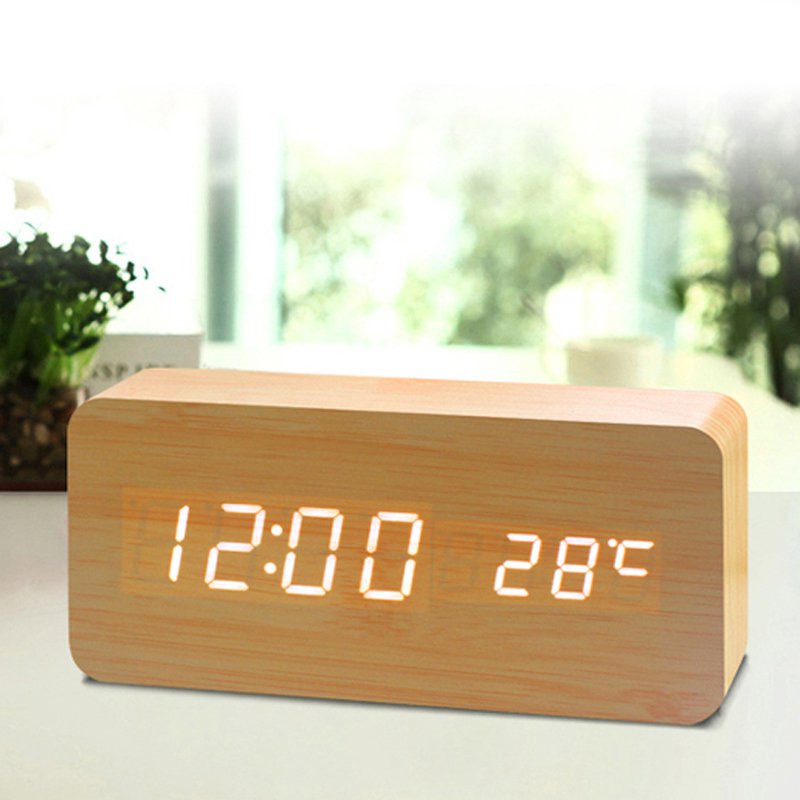 LED Teak Würfel Wecker