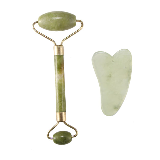 Tragbares Naturjade-Gesichtsmassage-Set