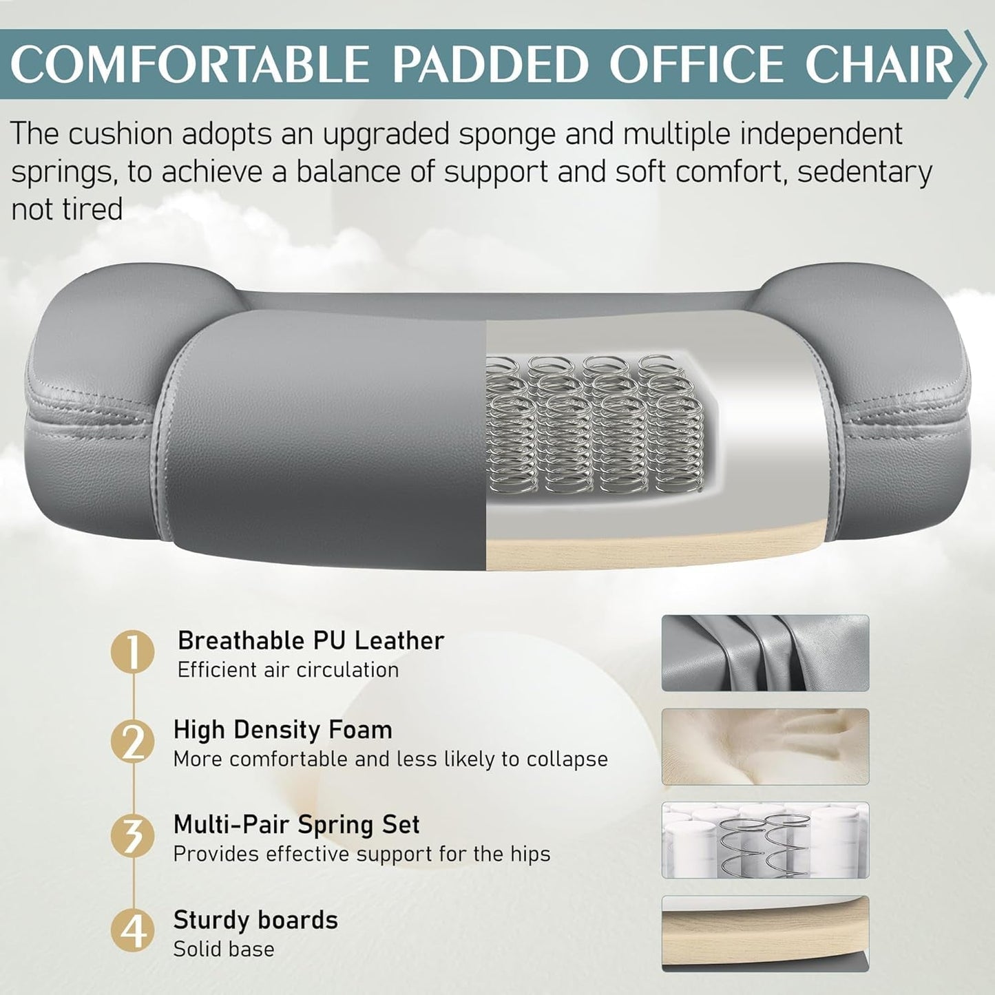Ergonomic Office Chair for ADHD Focus | PU Leather Desk Chair with Lumbar Support | Cove & Calm