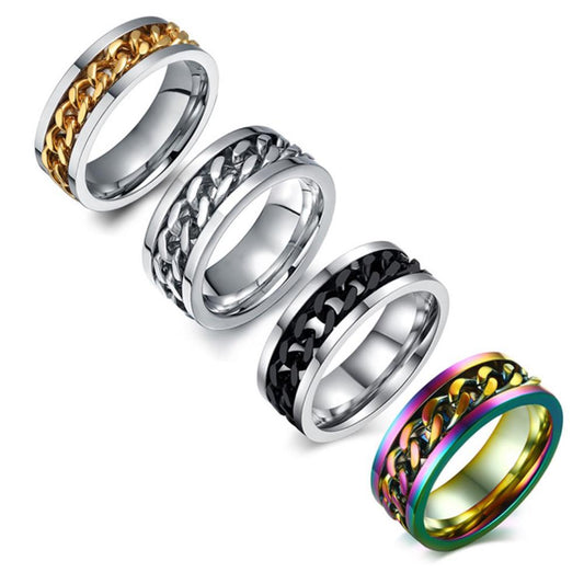 Mens Spinner Rings Fidget Ring Stainless Steel Band