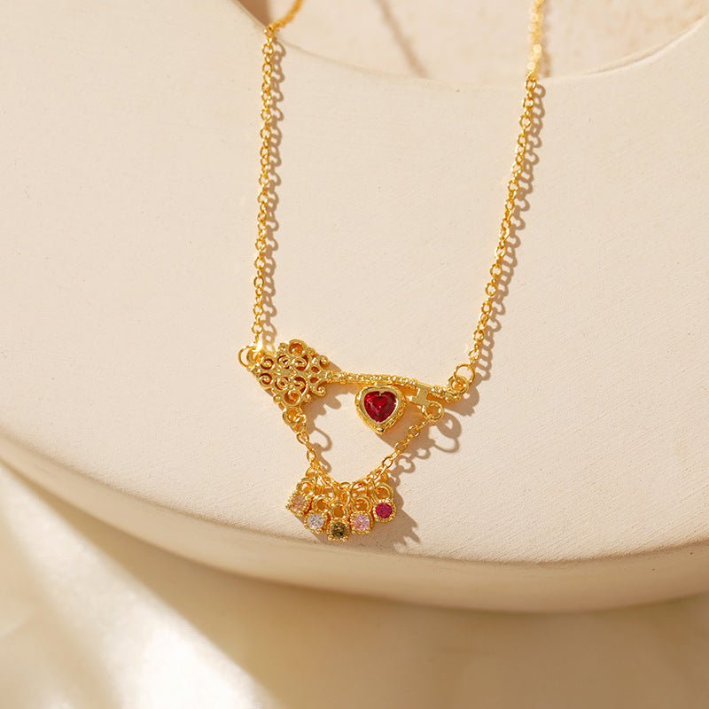 [Clearance] Ruby Heartlock Key Necklace
