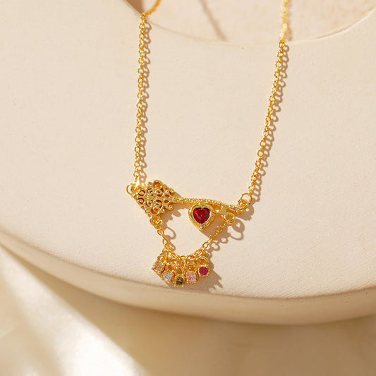 [Ausverkauf] Ruby Heartlock Schlüssel Halskette