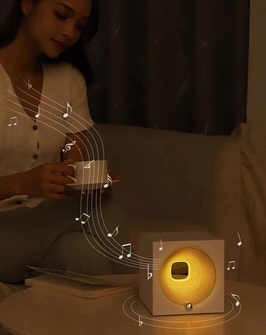 Time Machine Einschlafhilfe Nachttischlampe mit Lautsprecher – Dimmbares Schlaflicht